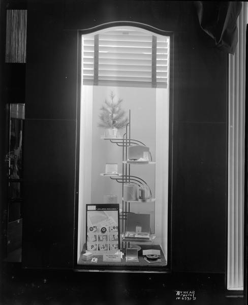 Art Deco window display of Max Factor cosmetics at Manchester's Department Store, 2-6 East Mifflin Street, taken for <i>Life</i> magazine.