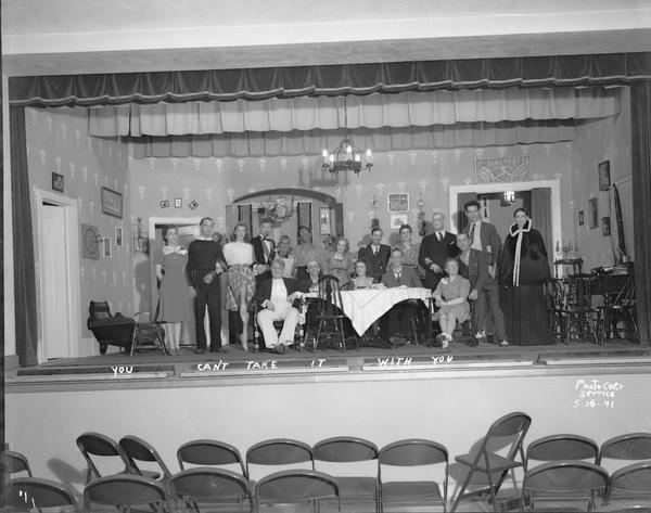 Blackfriars Guild theater group cast on stage for "You Can't Take It With You."