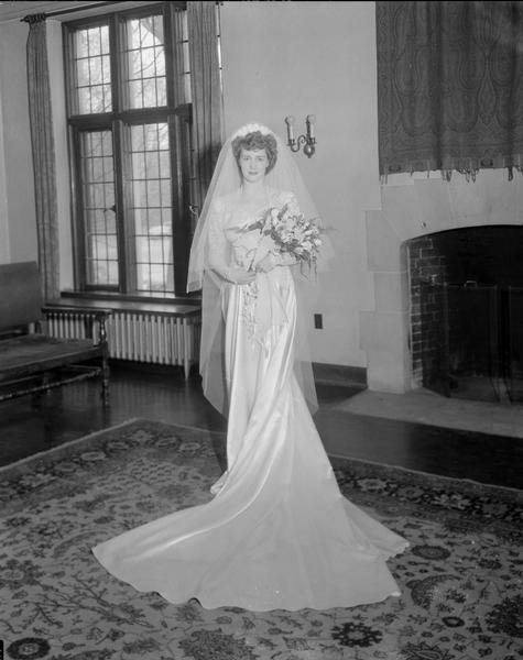 Wedding portrait of Janet Jordan at St. Francis House, 1001 University Avenue.