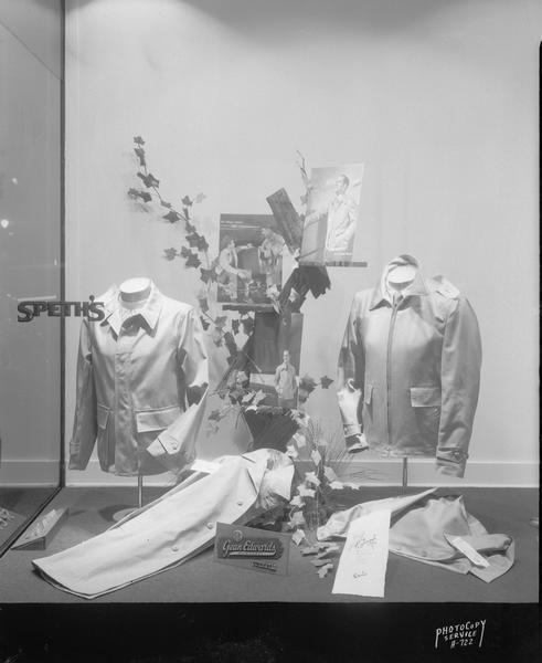 Speth's Clothing and Men's Furnishings, 222 State Street, left display window featuring "Gean Edwards" sports clothing.