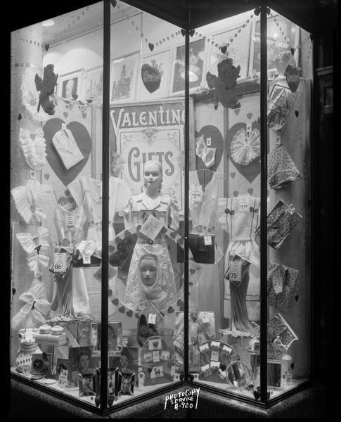 Kresge $1.00 Store, 13 South Pinckney Street, Valentine window display featuring women's clothing.