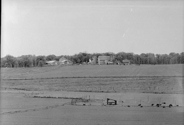 Long distance view of Blaney Seed Farm and buildings, at Syene & Lacy Roads.