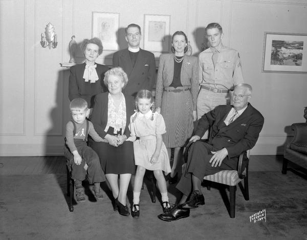Group portrait of Reverend John O. Patterson and family. Reverend Patterson was rector of Grace Episcopal Church.
