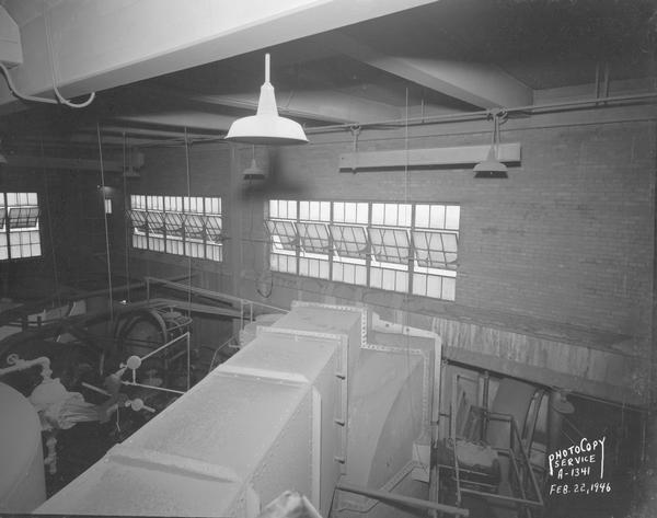 Madison Gas & Electric Company. View from above of machinery to be removed, top floor of the generating plant, 115 South Blount Street.