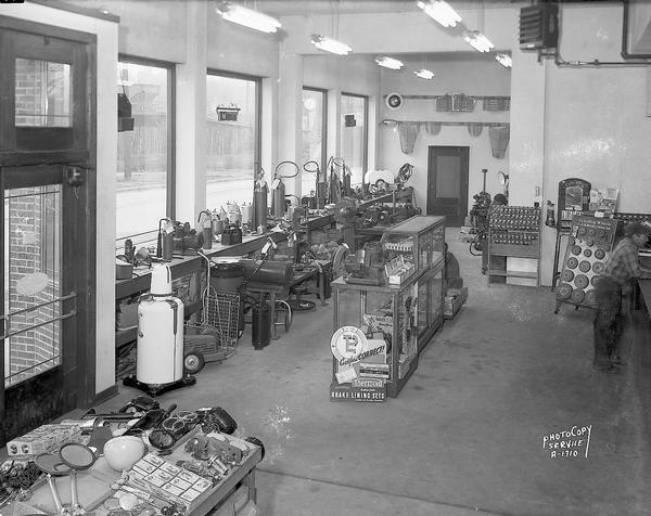 Winnebago Auto Replacement Company, 103 North Park Street. Interior view of north end of store showing various auto supplies.