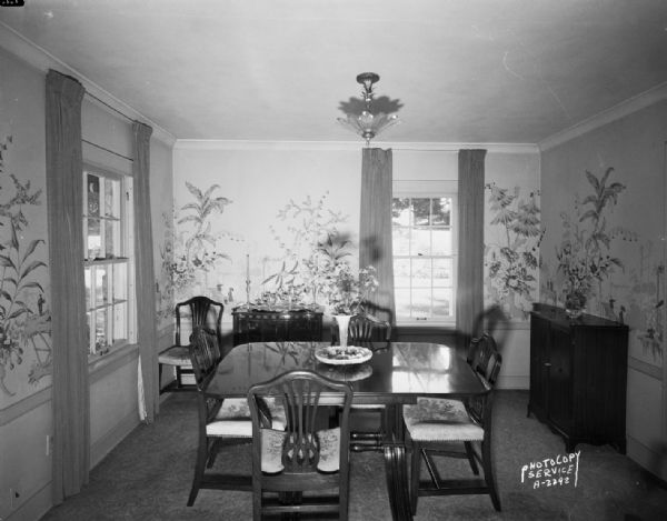 Interior view of the dining room from living room doorway of the Joe & Leah Rothschild residence, 3722 Nakoma Road before remodelling.