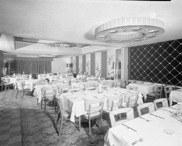 Interior of the Ace of Clubs restaurant, 3520 East Washington Avenue, showing the dining room.