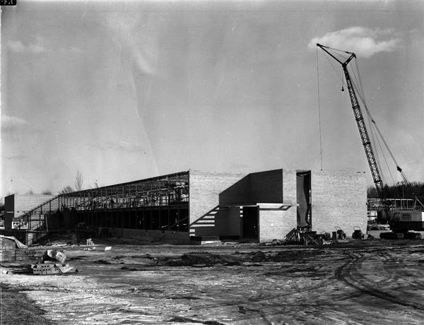 Cherokee Heights School under construction by Fritz Construction Company in Crawford Heights, 4301 Cherokee Drive, looking southeast.