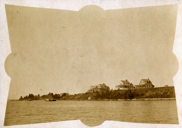 Lakeside view of Nebraska Row, showing Treaty Hall, La Pointe, Madeline Island.