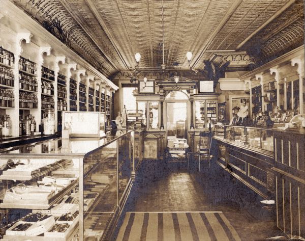 Interior view of Ott's Drugstore which was located at 21 North Pinckney Street.