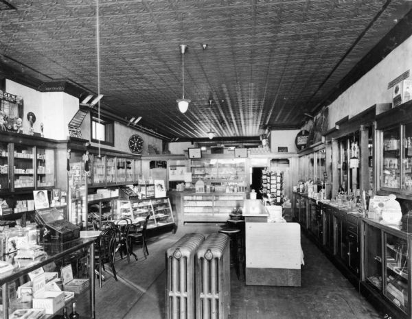 Interior view of Mazureck Drugstore.