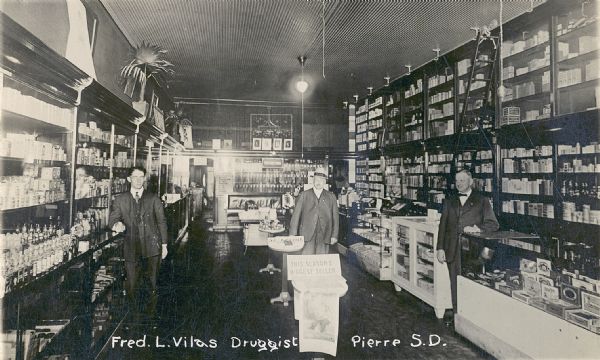 Employees of the Vilas Drugstore. Fred Vilas was a relative of Madison's William F. Vilas.