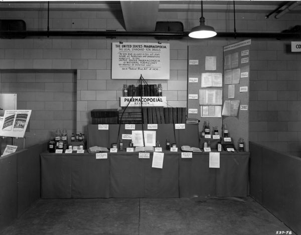 View of an educational exhibit set up under the auspices of George Beal, for the U.S. Pharmacopeial Convention, at the dedication of the Mellon Institute.