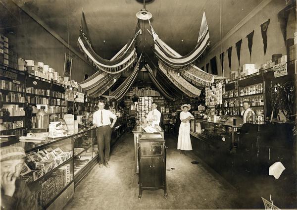 Interior view of the Kaukauna Drugstore, which was owned by Charles Morthis.