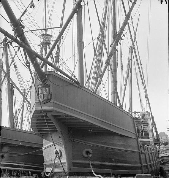 Columbian Exposition; under the bow of the caravel "Santa Maria."