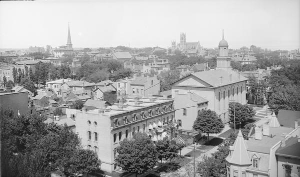Elevated view of Milwaukee, with a view north-northeast from courthouse.