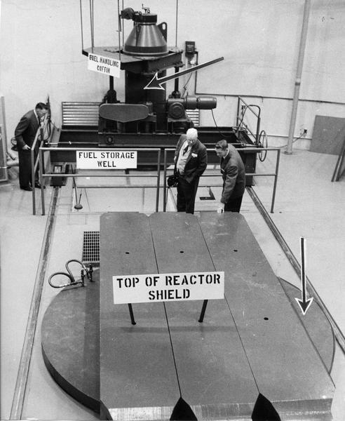 Elevated view of a demonstration of a nuclear reactor driven energy plant.