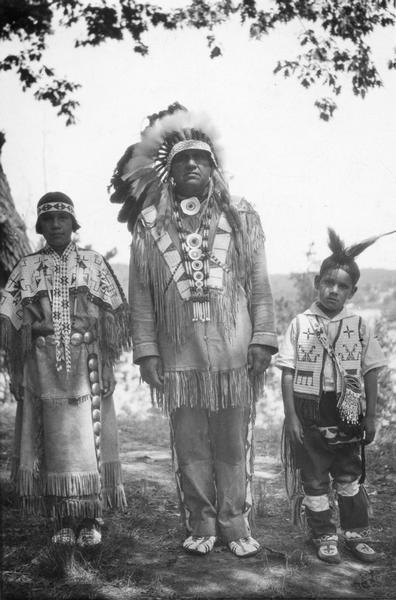 Wisconsin Ho-Chunk (Winnebago) Indians Olive, Oliver, and Willard LaMere in Wisconsin Dells (Kilbourn City).