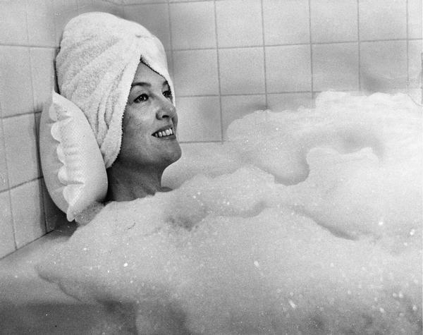 A woman takes a bath at the Edgewater beauty and health spa.