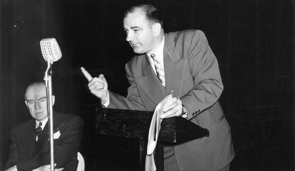 Senator Joseph R. McCarthy speaking.