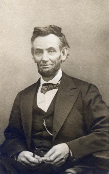Waist-up portrait of Abraham Lincoln.