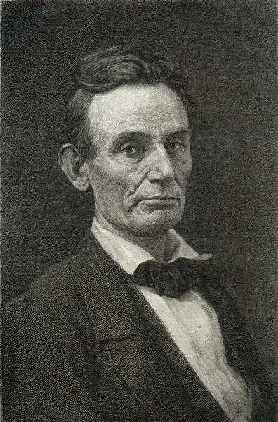 Quarter-length portrait of Abraham Lincoln.