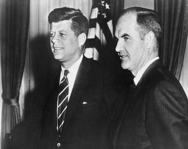President John F. Kennedy and George McGovern, U.S. Senator from South Dakota.