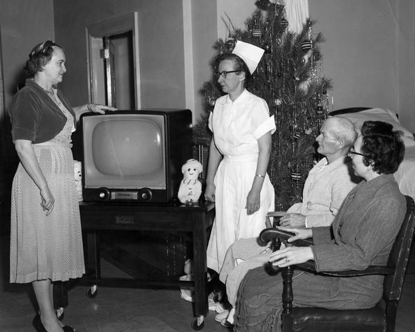 Hospital or nursing home patients are able to view television in their rooms.