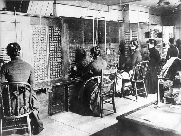 Women switchboard operators at the sole Milwaukee telephone exchange.