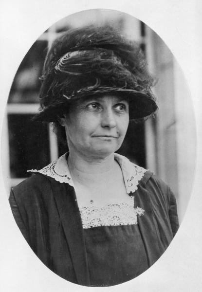 Quarter-length portrait of the leader of women's suffrage in Wisconsin, Ada James.