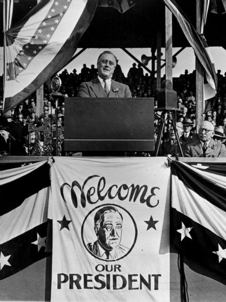 Franklin D. Roosevelt making a speech.