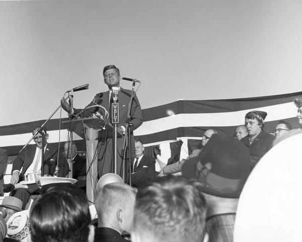 Senator John F. Kennedy giving a speech.