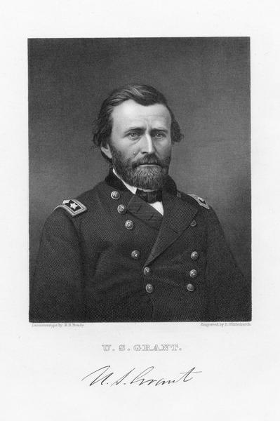 An engraving from a daguerreotype of Ulysses S. Grant.