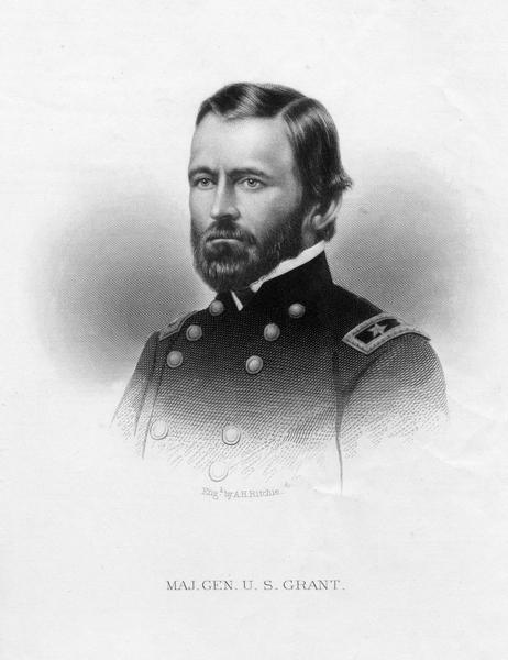 An engraving of Ulysses S. Grant in uniform.
