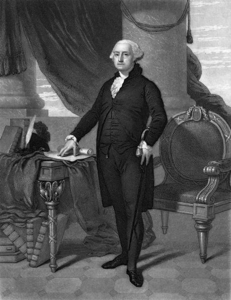 Full-length portrait of George Washington from a painting by Gilbert Stuart.