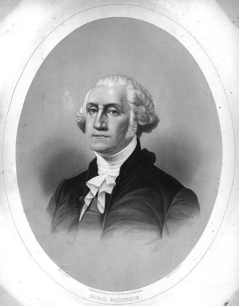 Portrait engraving of George Washington from a painting by Gilbert Stuart.