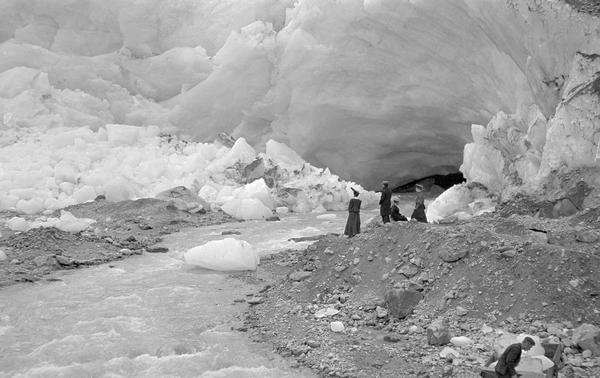 Dr. Joseph Smith and family view the glacier at Grindewald during their European tour.