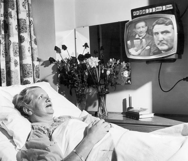 The installation of televisions in hospital rooms is a welcome addition to this patient at Misericordia Hospital.