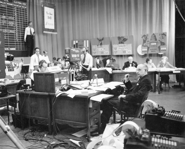 WENR in Chicago broadcasts the first live national television presidential election returns when Truman upset Dewey.