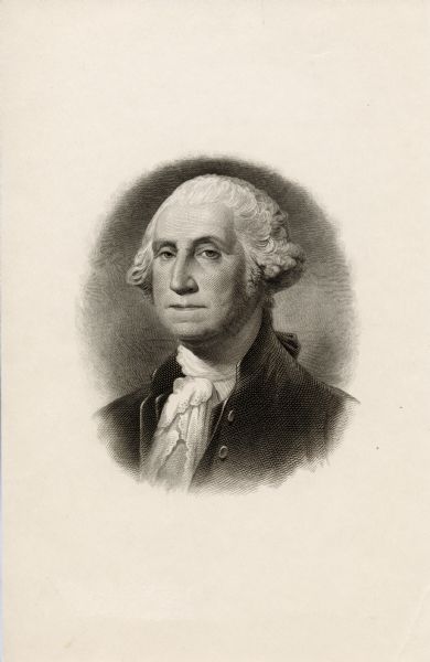 Portrait engraving of George Washington.