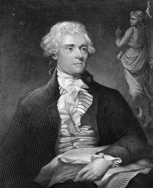 Portrait engraving of Thomas Jefferson, from the painting by M. Brown.