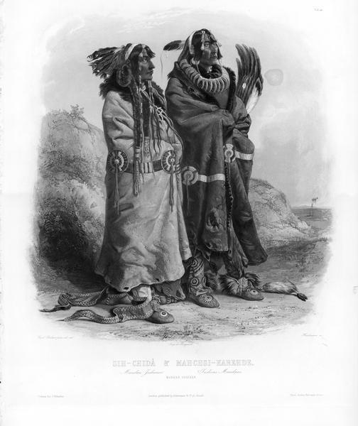 Sih-Chida and Mahchsi-Karehde, Mandan Indians.