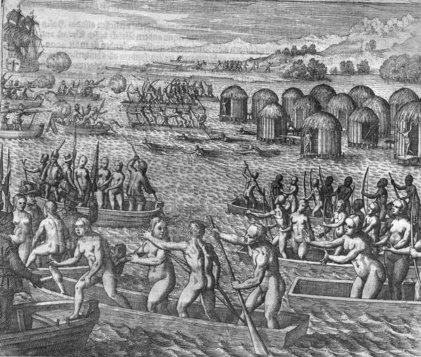Battle during the Vespucci Expedition, 1499.
