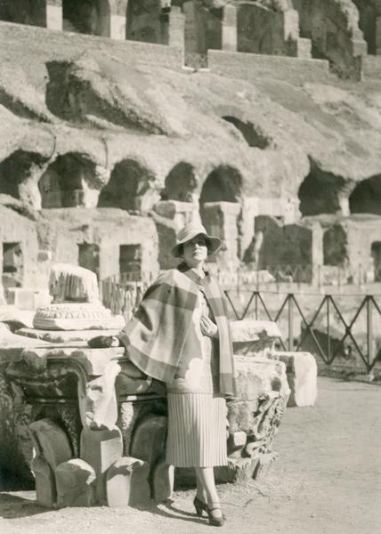 Polish opera singer Ganna Walska in front of the Coliseum in Rome, Italy. Ms. Walska was the second wife of Harold Fowler McCormick.