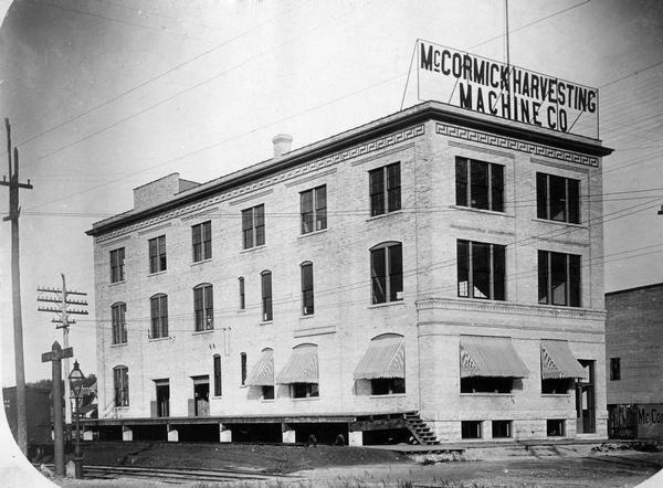 McCormick Harvesting Machine Company dealership operated by general agent J.G. Coleman. Built in 1898, with a frontage on Blount Street of 40 feet and 116 feet on the side next to the Madison & Watertown railroad tracks. It became the International Harvester Co. branch house ca. 1904 and an addition was added on the south side in 1909.