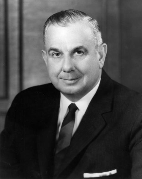 Portrait of Harry O. Bercher (1906-1997), International Harvester executive. Bercher began working for IH in 1928. In 1945 he became General Manager of the Wisconsin Steel Division of IH. He was elected Vice President of the company in 1953, and became a member of the Board of Directors in 1957. He became Executive Vice President in 1956, and President and Chief Executive Officer on September 1, 1962. He was elected Chairman of the Board and Chief Executive Officer of IH on July 18, 1968. He retired from IH in 1971.