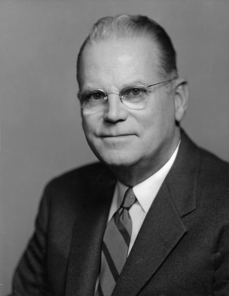 Portrait of Frank W. Jenks, an International Harvester executive. Jenks started working for the company as a clerk in 1914. After a lengthy career with the company, he was elected President on October 17, 1957. He retired in 1962.