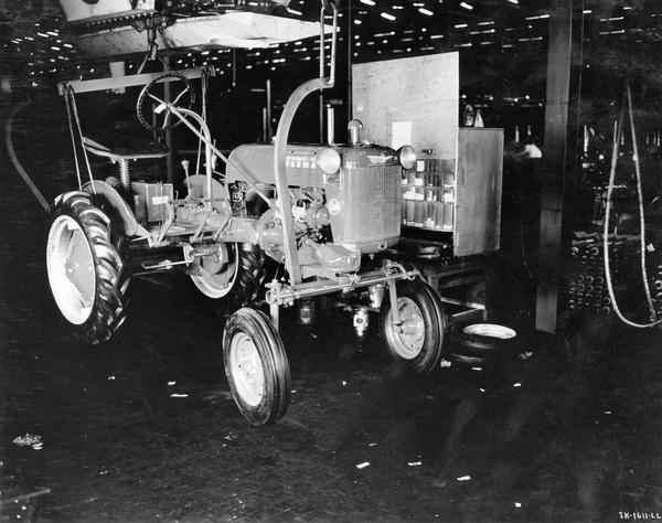 Farmall Cub tractor ready to leave the assembly line at International Harvester's Louisville Works.