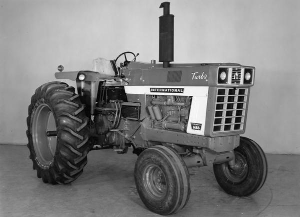 Engineering photograph of an International Farmall 1466 turbo tractor. The photograph was submitted to International Harvester's Patent Department.