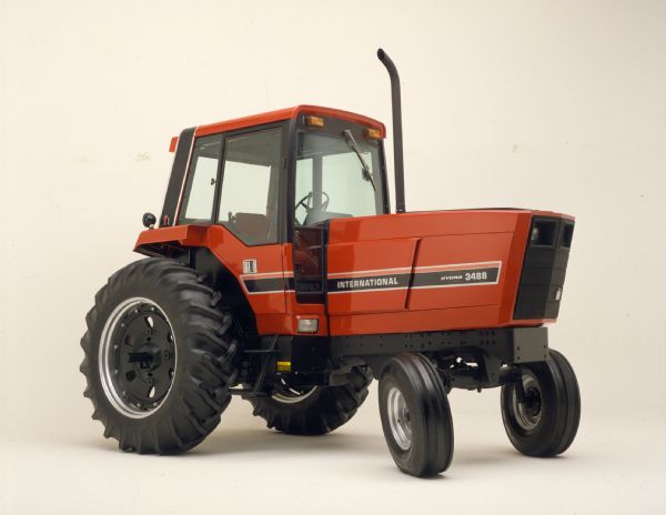 Color photograph of an International 3488 Hydro tractor in a studio.